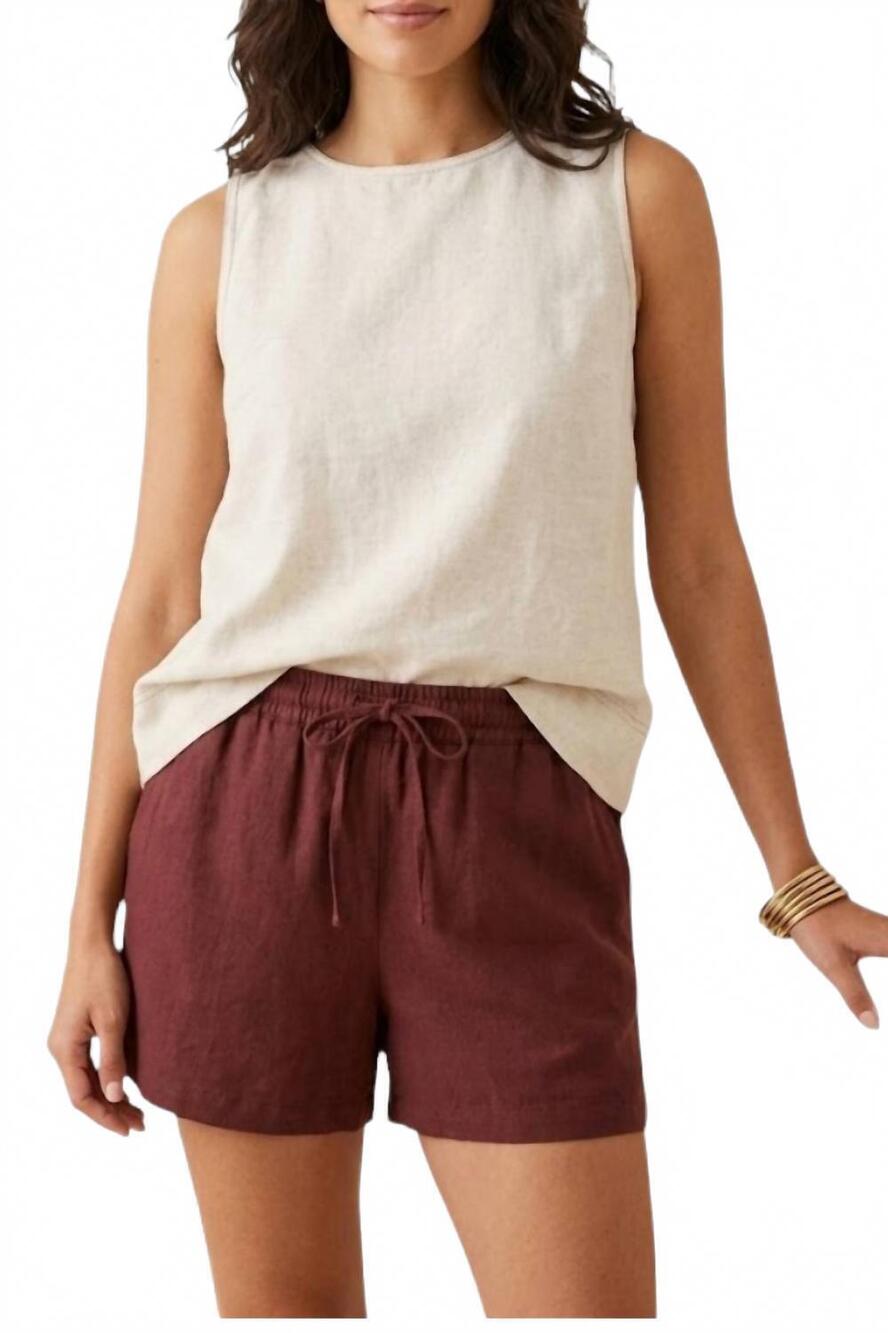 NEW FUN 2 FUN linen blend elastic waist short in dark brown